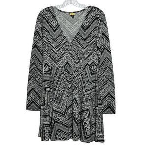 PRINCE & FOX Wrap Style‎ V-Neck Empire Long Sleeve Pull Over Dress Size M